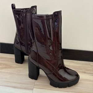 Aldo patent leather calf height bootie